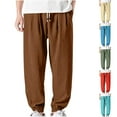 thumbnail image 1 of UVEASISHA Today Sales Mens Baggy Jogger Pants Loose Fit Casual Wide Leg Pants for Men Lightweight Drawstring Waist Cargo Pants with Elastic Ankle Cuffs Red 5XL, 1 of 7