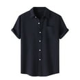 thumbnail image 1 of UVEASISHA 90 Off Clearance Sale Mens Casual Waffle Shirts Short Sleeve Button Down Summer Shirts Solid Color Loose Fit Lapel Collar Beach Shirts 2025, 1 of 9