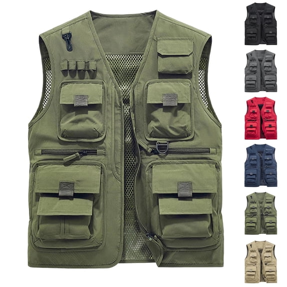 UVEASISHA Lightweight Cargo Vest Mens Breathable Quick Dry Hiking Travel Vest Multi-Pocket Mesh Lined Utility Vest with Tool Loops for Fishing Safari Photography Work Dark Blue M