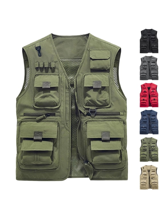 Lightweight Cargo Vest Mens Breathable Quick Dry Hiking Travel Vest Multi-Pocket Mesh Lined Utility Vest with Tool Loops for Fishing Safari Photography Work Dark Blue XL