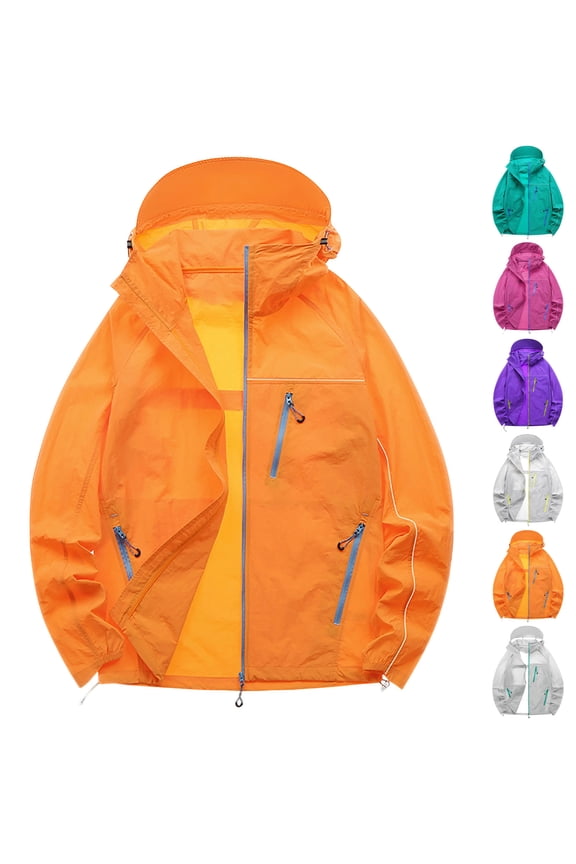 Lightweight Hoodies for Men Full Zip Windbreaker Jacket SPF Sun Fishing Hoodie Waterproof Quick Dry Hiking Hooded Jackets with Zipper Pockets Pink 3XL