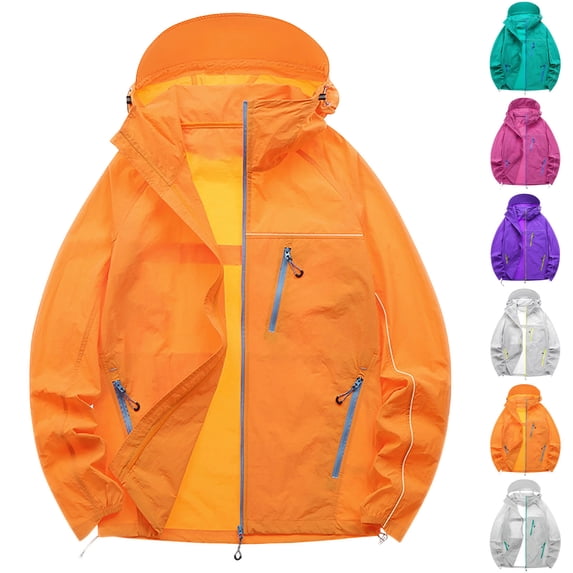 UVEASISHA Lightweight Hoodies for Men Full Zip Windbreaker Jacket SPF Sun Fishing Hoodie Waterproof Quick Dry Hiking Hooded Jackets with Zipper Pockets White L
