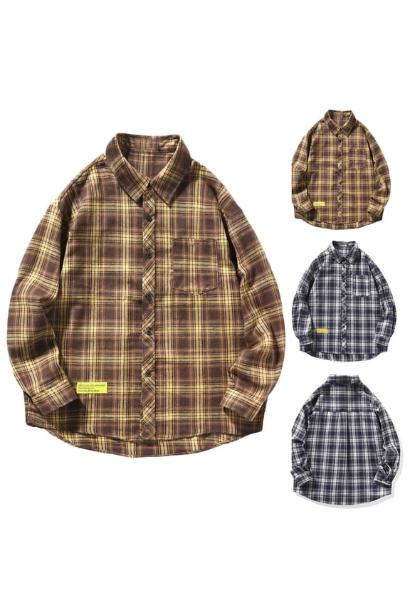 Lightweight Plaid Shirt Jacket for Men Cotton Casual Loose Shacket Jacket Drop Shoulder Long Sleeve Button Down Shirts Fall Thin Coat with Pocket Navy L