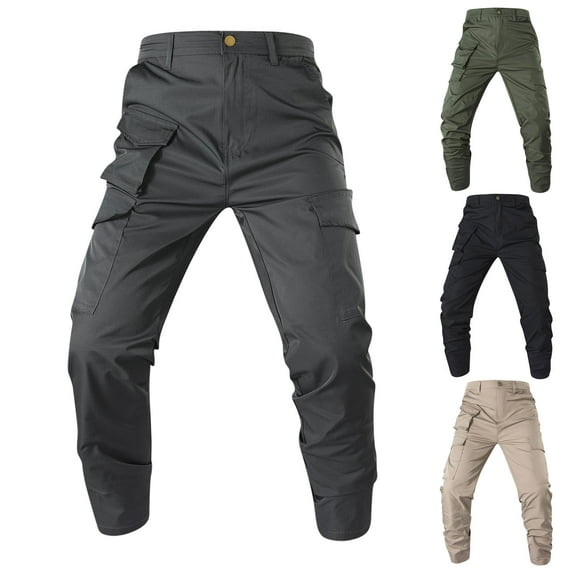 UVEASISHA Lightweight Work Pants for Men Big and Tall Casual Quick Dry Cargo Pants 2025 Outdoor Fashion Multiple Pockets Straight Leg Pants Black 4XL