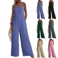 thumbnail image 1 of UVEASISHA Linen Jumpsuits for Women Baggy Casual Elasticity Straps Overalls One Piece Sleeveless Wide Leg Rompers Khaki S, 1 of 9