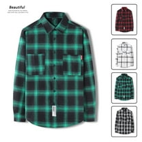 UVEASISHA Long Sleeve Flannel Shirts for Men Big and Tall Casual Plaid Shacket Regular Fit Button Down Work Shirt with Pockets Black 4XL