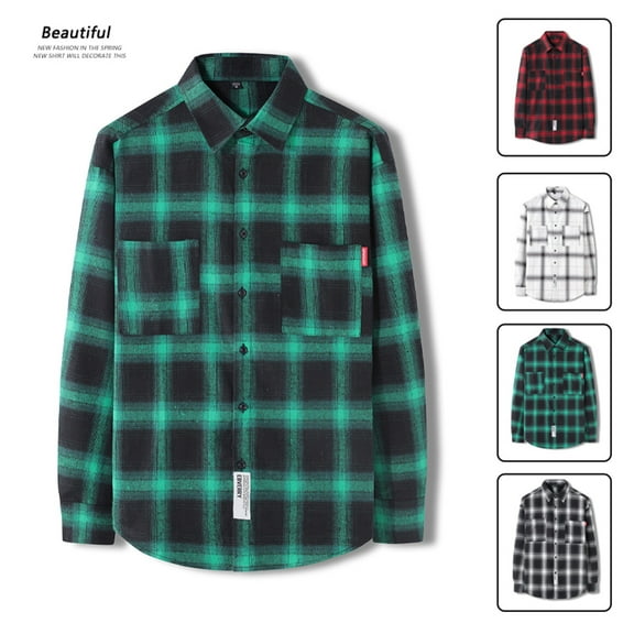 UVEASISHA Long Sleeve Flannel Shirts for Men Big and Tall Casual Plaid Shacket Regular Fit Button Down Work Shirt with Pockets Black 4XL
