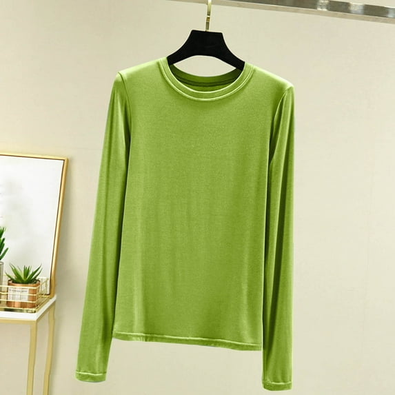 UVEASISHA Long Sleeve Pajama Tshirt for Women Modal Crew Neck Nightwear Tops Lightweight Comfy Lounge Clothes Mint Green M