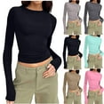 thumbnail image 1 of UVEASISHA Long Sleeve Tops for Women Slim Fit Casual Yoga Tee Tops Lightweight Stretch Fall Clothes Dark Gray XS, 1 of 6