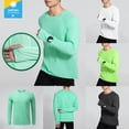 thumbnail image 1 of UVEASISHA Long Sleeve Tshirt for Men Sun Protection Shirt with Thumb Hole Casual Outdoor Hiking Tee Tops Green S, 1 of 7