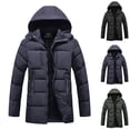 thumbnail image 1 of UVEASISHA Long Winter Coats for Men with Removable Hood Windproof Warm Parkas Slim Fit Casual Zip Up Puffer Jackets Thick Thermal Quilted Coat Outerwear Black XL, 1 of 9