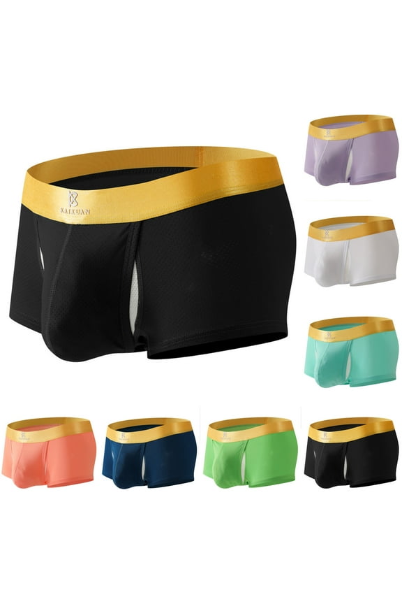 Low Rise Boxer Briefs for Men with Fly Comfy Breathable Sport Underwear Soft Stretchy Underpants Green S