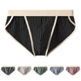 thumbnail image 1 of UVEASISHA Low Rise Briefs for Men Cotton Striped Underwear Comfy Soft Triangle Underpants Red XL, 1 of 3