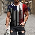 thumbnail image 1 of UVEASISHA Men 4th of July Shirts Distressed American Flag Print T Shirt Big and Tall Casual Independence Day Tee Short Sleeve Crewneck Patriotic Tshirts Blue L, 1 of 5