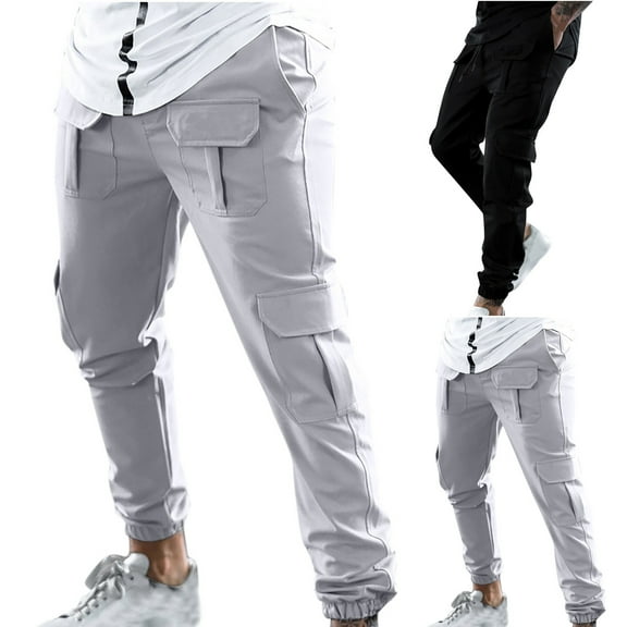 UVEASISHA Men Cargo Jogger Pants,Mens Drawstring Cargo Pants with Pockets Lightweight Hiking Work Pants Quick Dry Elastic Waist Travel Climbing Stretch Pants