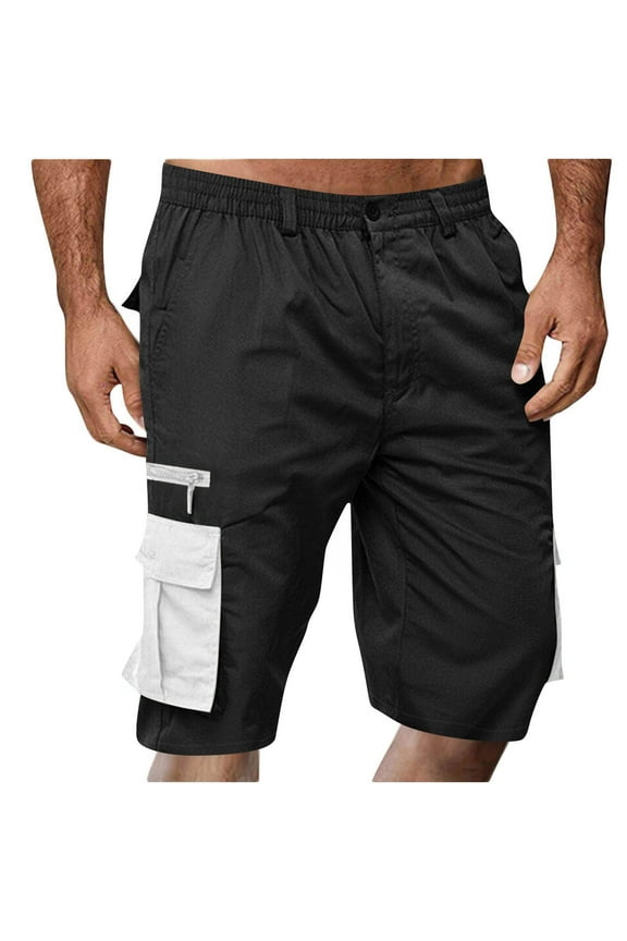 Men Cargo Shorts Color Block Casual Hiking Short Pants Summer Outdoor Camping Work Shorts with Pockets White XXL
