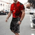 thumbnail image 1 of UVEASISHA Men Summer Shorts Set,Mens Tshirt and Shorts Set 2 Piece Outfits Casual Summer Tracksuits Set with Pocket Plus Size Sport Stylish Jogger Suit 2025 Red, 1 of 5