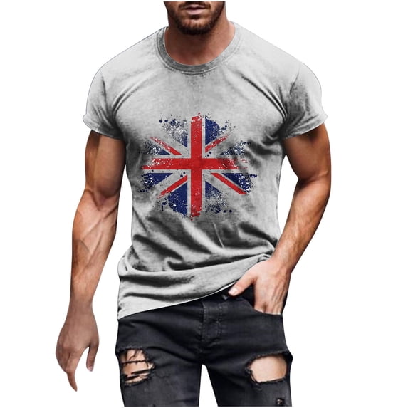 UVEASISHA Men's 4th of July Shirt,Big and Tall Patriotic T Shirts for Men Vintage American Flag Graphic Tees Summer Casual Short Sleeve Crewneck Tops Deals of Today 2024