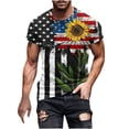 thumbnail image 1 of UVEASISHA Men's 4th of July T Shirts Funny,Graphic T-Shirts for Men Big and Tall American Flag Sunflower Printed Tops Short Sleeve Round Neck Workout Muscle Patriotic Tee Shirt 2024, 1 of 5