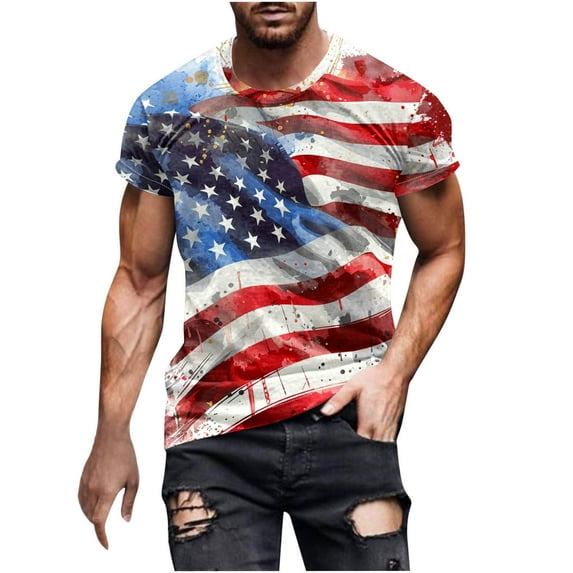 UVEASISHA Men's 4th of July T Shirts Funny,Men Fourth of July Shirt USA Muscle Fit Soldier Tshirts Distressed American Flag Patriotic Tee Independence Day Short Sleeve Top 2025