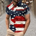 thumbnail image 1 of UVEASISHA Men's American Flag Golf Shirt Big and Tall 4th of July Shirts for Men Memorial Day Distressed Print Polos Holiday Casual Button Collared T-Shirt Red L, 1 of 5
