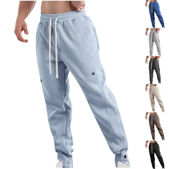 UVEASISHA Men's Athletic Cargo Pants,Mens Casual Joggers Pants Drawstring Elastic Waist Sweatpants Outdoor Loose Fit Workout Pants with Pokets Prime Big Deal Days,Blue,2XL