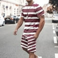 thumbnail image 1 of UVEASISHA Men's Athletic Running Tracksuit Set Casual Striped Print Short 2 Piece Sets Summer Short Sleeve Sportwear Set 2025 Fashion Sweatsuits for Men Prime Sales Today, 1 of 5