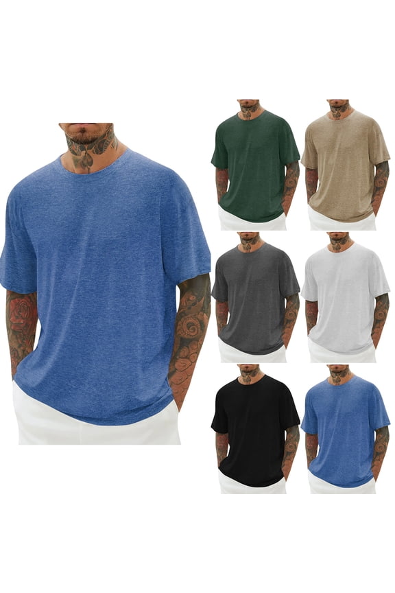 Men's Athletic Workout Shirts Summer Short Sleeve Crewneck Sports Tees Solid Active Running T-Shirts Casual Loose Fit Gym Workout Tee Tops On Sale