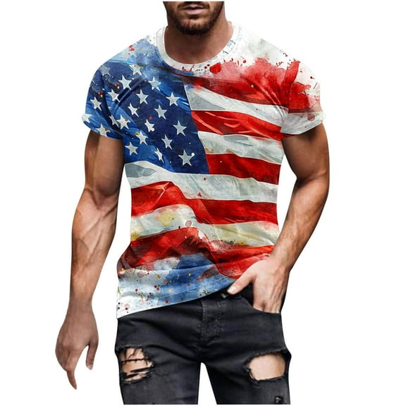 UVEASISHA Men's Big and Tall 4th of July Shirts,Big and Tall Patriotic T Shirts for Men Vintage American Flag Graphic Tees Summer Casual Short Sleeve Crewneck Tops Sales Today 2025