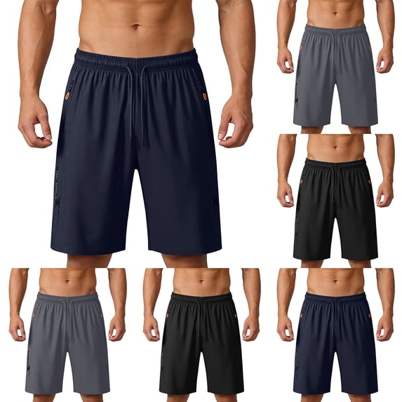 UVEASISHA Men's Big and Tall Athletic Shorts 9 Inch Quick Dry Workout Shorts Stretch Drawstring Waist Running Shorts Loose Fit Straight Leg Zipper Pocket Shorts Dark Gray 7XL