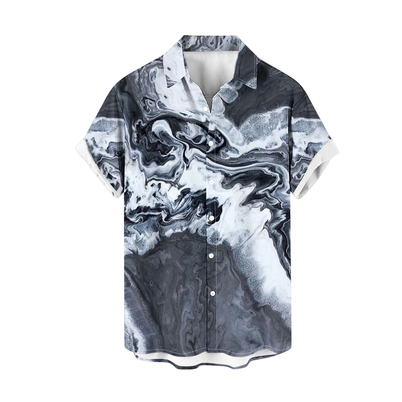 UVEASISHA Men's Big and Tall Bowling Shirts,Mens Beach Shirt Marble