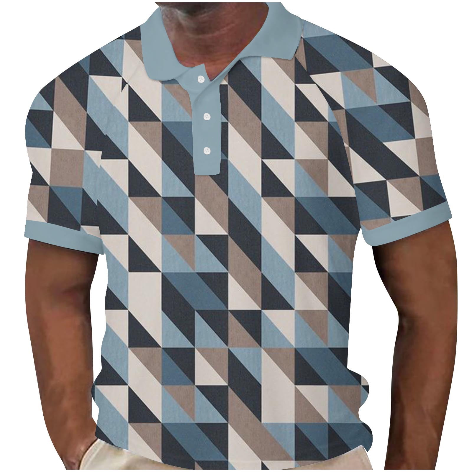 UVEASISHA Men's Big and Tall Golf Polo Shirts,Mens Short Sleeve Print Polo Shirts Moisture