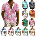 thumbnail image 1 of UVEASISHA Men's Big and Tall Hawaiian Shirt Button Down Casual Floral Shirts Summer Short Sleeve Regular Fit Aloha Shirt Tropical Beach Vacation Shirts Red XL, 1 of 6