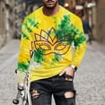 thumbnail image 1 of UVEASISHA Men's Big and Tall Mardi Gras Shirts Trendy Tie Dye Mask Print Long Sleeve Graphic Tees Stretchy Slim Fit Gym Muscle T-Shirts Yellow 4XL, 1 of 5