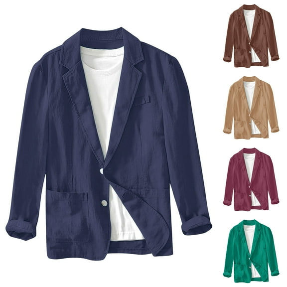 UVEASISHA Men's Blazer Suit Jacket Fall Lightweight Casual Solid Shirt Jackets Regular Fit Long Sleeve Lapel Button Blazers with Pockets Sales Today Clearance,Khaki,3XL