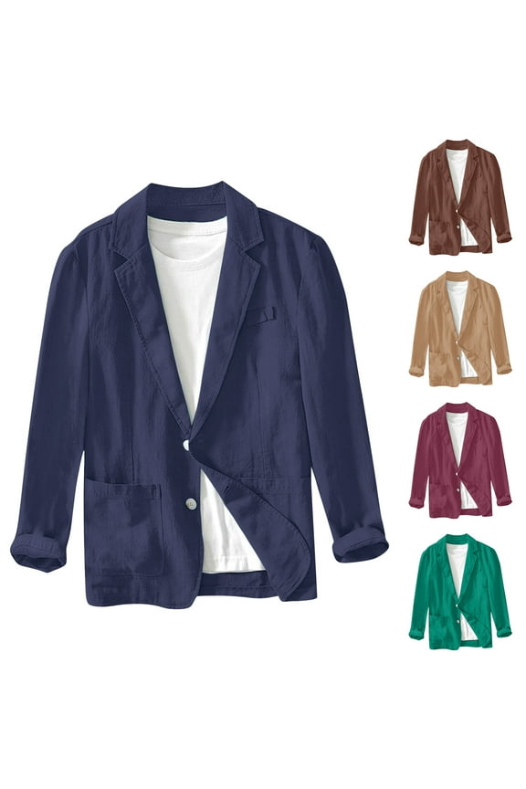 Men's Blazer Suit Jacket Fall Lightweight Casual Solid Shirt Jackets Regular Fit Long Sleeve Lapel Button Blazers with Pockets Sales Today Clearance,Green,M