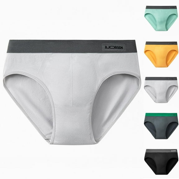 UVEASISHA Men's Briefs Cotton Low Rise Underwear Elastic Waistband Triangle Panties Gray L