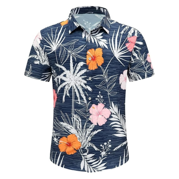 UVEASISHA Men's Button Down Shirts Casual Short Sleeve Floral Shirts Palm Tree Printed Bowling Shirt Casual Summer Beach Vacation Shirts with Front Pocket Sales Today