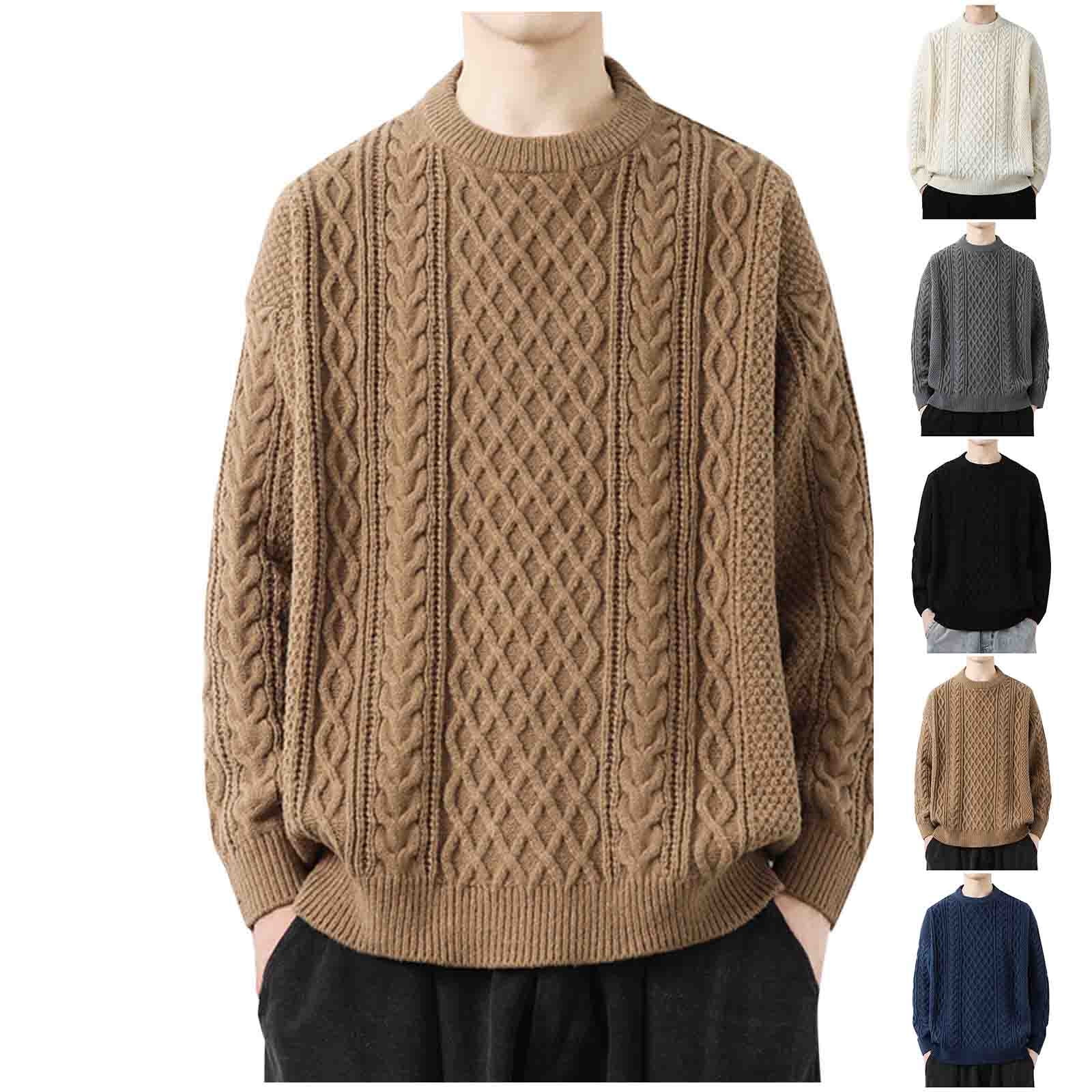 UVEASISHA Men's Cable Knit Sweaters Comfy Drop Shoulder Long