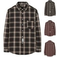 thumbnail image 1 of UVEASISHA Men's Casual Plaid Shirt Cotton Blend Shacket Lightweight Big and Tall Long Sleeve Button Down Shirt Jackets with Pocket,90% off Clearance Sale,Brown,L, 1 of 7