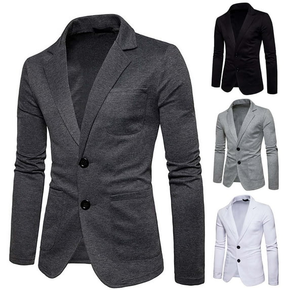 UVEASISHA Men's Casual Suit Jacket Fall Lightweigt Slim Fit Blazer Jackets Long Sleeve Collared 2 Buttons Stylish Business Suit Jacket Sales Today,Dark Gray,L