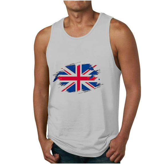UVEASISHA Men's Casual Tank Tops American Flag,Mens 4th of July Shirts 1776 Memorial Day Gym Sleeveless Muscle Tee Shirt Festivel Workout Tank Shirt 2025 Gray