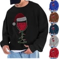 thumbnail image 1 of UVEASISHA Men's Christmas Sweatshirt Crewneck Fashion Wine Glass Print Fall Pullover Holiday Casual Long Sleeve Top Xmas Oversized Sweatshirts for Men Big Deal Days Gray L, 1 of 5