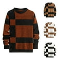 thumbnail image 1 of UVEASISHA Men's Color Block Sweater Crewneck Long Sleeve Knit Pullover Tops Loose Casual Jumper Sweaters 2025 Fall Trendy Clothes Black XL, 1 of 7