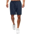 thumbnail image 1 of UVEASISHA Men's Cotton Linen Shorts 2025 Casual Elastic Waist Drawstring Summer Big and Tall Beach Vacation Yoga Golf Shorts with Pockets Blue,XXXXXL, 1 of 5