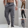 thumbnail image 1 of UVEASISHA Men's Elastic Waist Drawstring Cargo Pants,Light Weight Pants for Men Camping Relaxed Fit Tactical Cargo Work Pants with Multi Pocket, 1 of 7