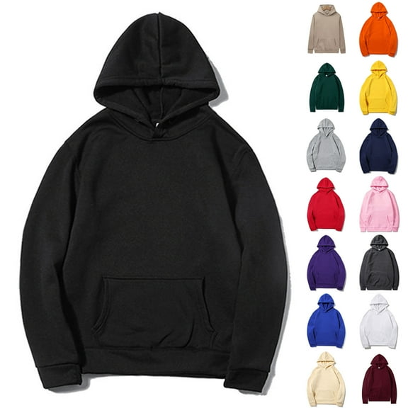 UVEASISHA Men's Fashion Hoodies with Pockets Lightweight Loose Solid Color Long Sleeve Hooded Pullover Drawtring Sweatshirts Tops,Beige,L