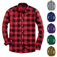 thumbnail image 1 of UVEASISHA Men's Flannel Shirts Regular Fit Casual Button Down Shirt Lightweight Plaid Shirts Long Sleeve Shacket Jacket Purple M, 1 of 4