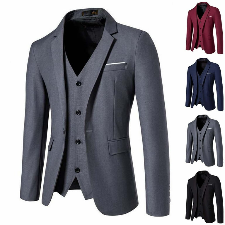 UVEASISHA Men's Formal Jackets Fashion Notch Lapel One