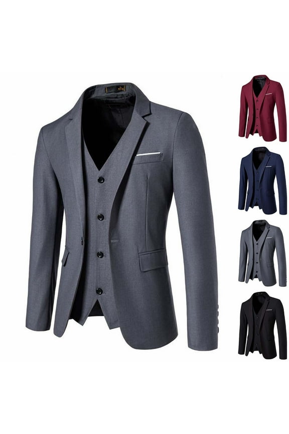 Men's Formal Jackets Fashion Notch Lapel One Button Blazer Suit Jacket Single Breasted Casual Business Blazers for Office Work Limited Time Deal,Blue,XL
